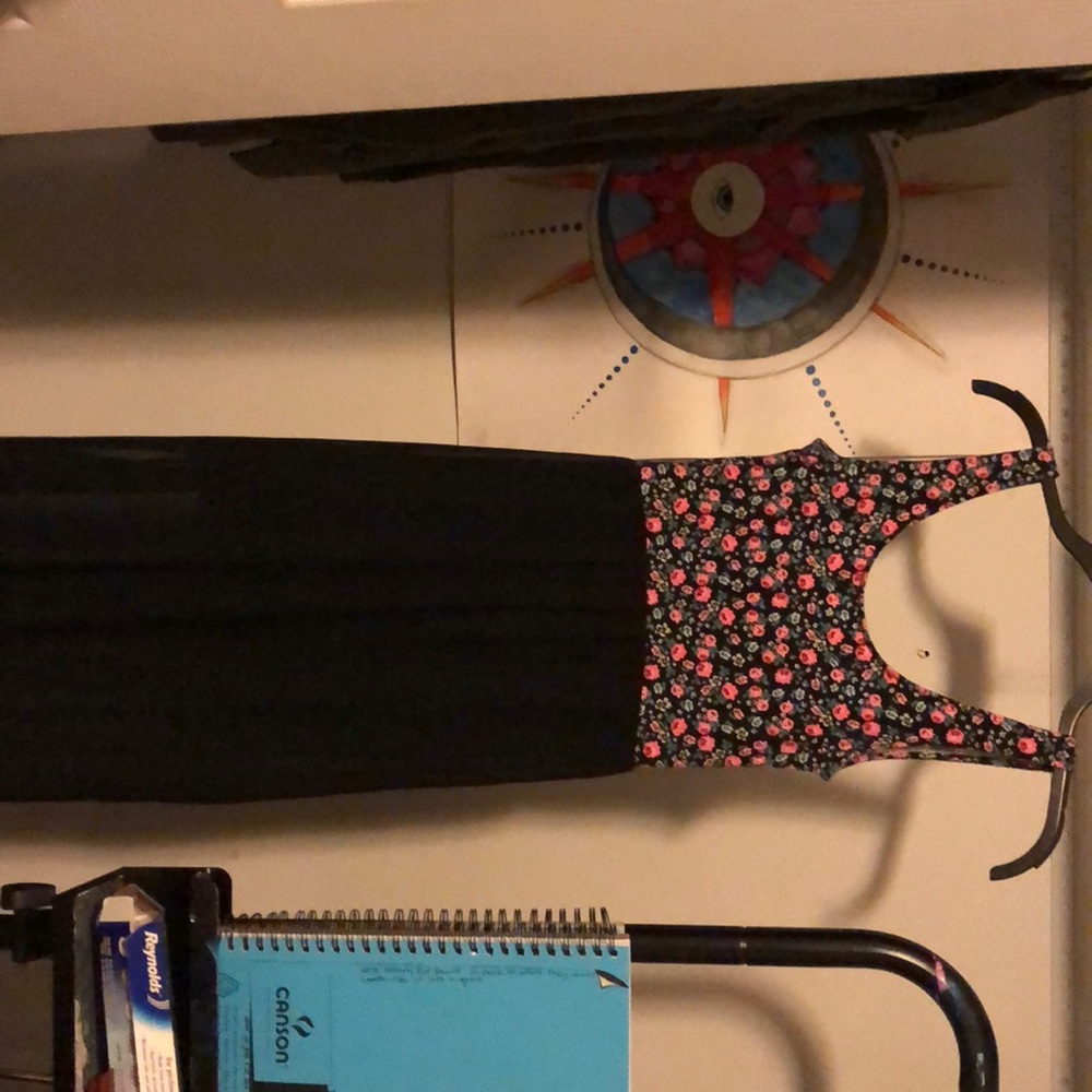 Black and floral maxi dress